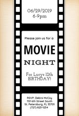 Movie Night Birthday Party Invitation